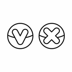 Poster - Yes No check marks icon in outline style on a white background