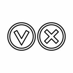 Poster - Tick and cross circle shape icon in outline style on a white background