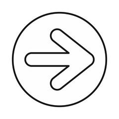 Poster - Button with arrow right icon in outline style on a white background