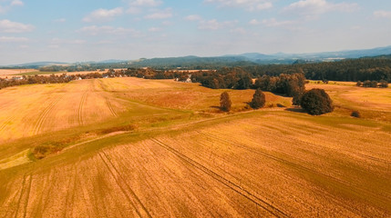 Canvas Print - Aerial view of countryside meadows in summer