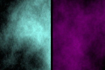 Illustration of cyan and purple divided smoky background