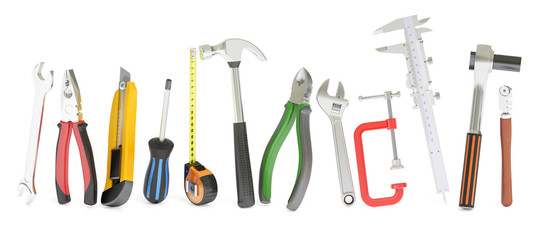 Poster - hand work tools, 3D rendering