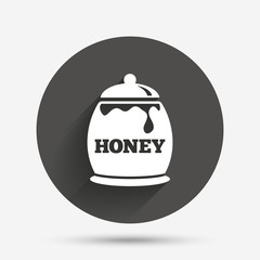 Wall Mural - Honey in pot sign icon. Sweet natural food.