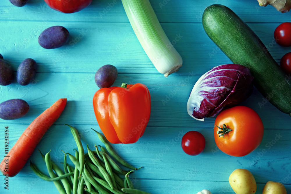 Fresh vegetables on table