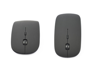 Black wireless computer mouse isolated