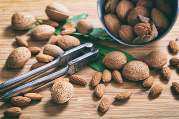 Wall Mural - Almonds and a nutcracker