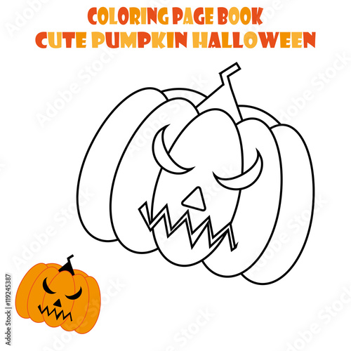 Coloring page book of Halloween illustration with angry pumpkin - Buy