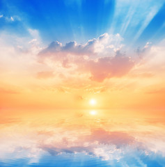 Wall Mural - Background sky during sunset and water reflections.