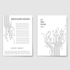 Wall Mural - modern brochure cover template with tree circuit board - techno-