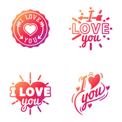 Wall Mural - I love You vector logo badges