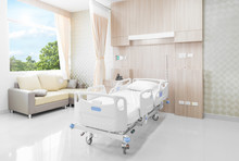 Hospital Room With Beds And Comfortable Medical Equipped