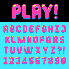 Poster - Pixel retro font Video computer game design
