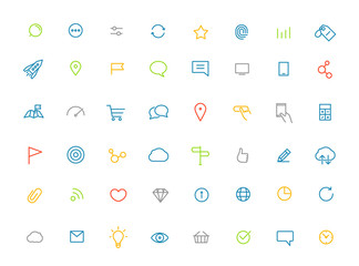 Poster - Modern web and mobile application color pictograms collection. L