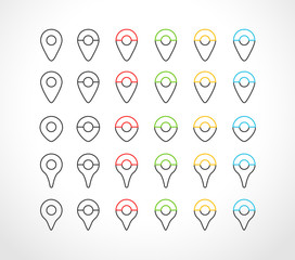Aufkleber - Different navigation pins lineart color collection