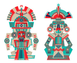 Aztec and Maya Ceremonial Sculptures.