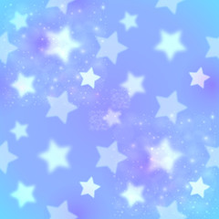 Wall Mural - Blue blurred stars abstract seamless pattern