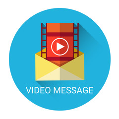 Poster - video message mail icon flat vector illustration