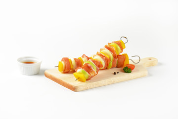 Wall Mural - Raw pork skewers