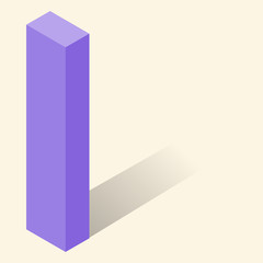 Fototapete - I letter in isometric 3d style with shadow. Violet Iletter vector illustration