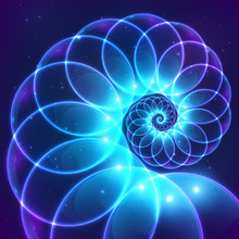 Blue Abstract Vector Fractal Cosmic Spiral