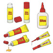 © Afanasia - Vector collection of glue tubes, bottle and stick isolated on white. Cartoon Glue set.