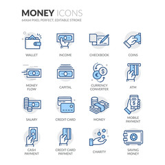 Aufkleber - Line Money Icons