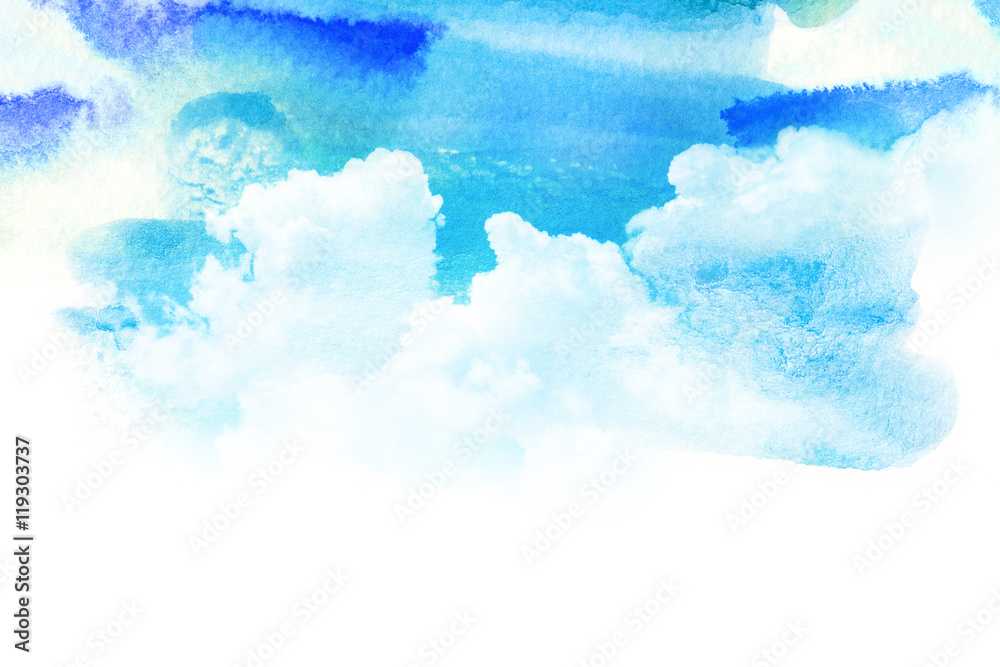 Watercolor illustration of sky with cloud. Stock Illustration | Adobe Stock
