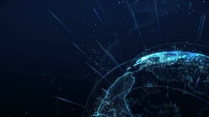 Poster - planet earth rotating animation future technology business concept