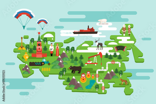 Cuadros en Lienzo Infographics about Russia. Vector illustration