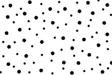 Hand Drawn Small And Big Circle. Polka Dots In Black And White