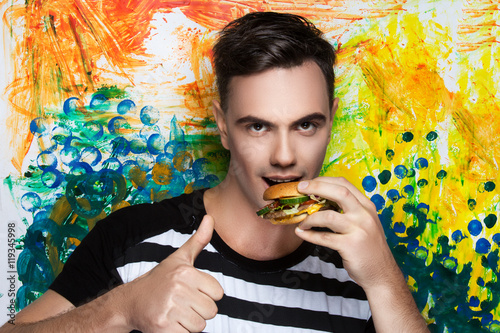 Stylish Man Close Up Portrait Fashion Hairstyle Sexy Bad Boy