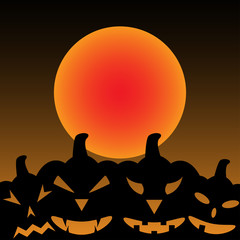 Wall Mural - pumpkin set glowing happy Halloween