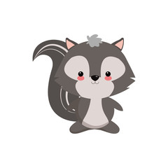 Canvas Print - flat design cute skunk cartoon icon vector illustration