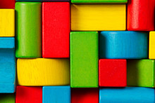 Toy Blocks Background, Organized Children Building Bricks