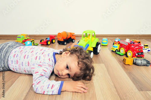 Kid Tired After Playing With So Many Toys Toddler Sleeping On The