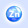 Zinc mineral blue icon. Vector 3D drop pill capsule