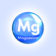 Magnesium mineral blue icon. Vector 3D drop pill capsule