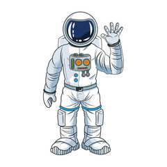 Canvas Print - Astronaut man spaceman cosmonaut space cartoon icon. Colorful design. Vector illustration