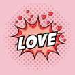 © Jemastock - love hearts explosion cartoon pop art comic retro communication icon. Colorful pointed design. Vector illustration