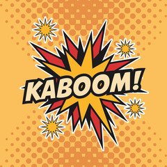 Poster - kaboom boom explosion cartoon pop art comic retro communication icon. Colorful pointed design. Vector illustration