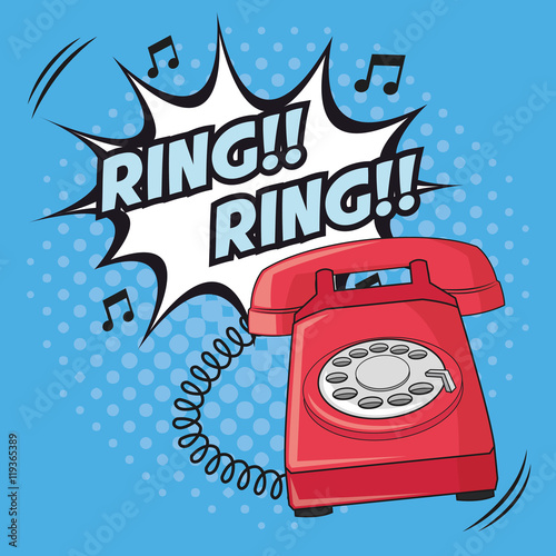 Zdjęcie XXL pierścień wybuchu telefon kreskówka pop-artu komiks retro ikona komunikacji. Kolorowy szpiczasty projekt. Ilustracji wektorowych