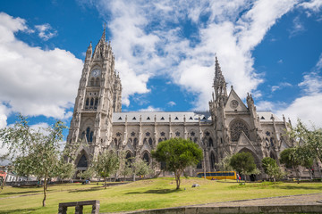 Wall Mural - Basilica del Voto Nacional and downtown Quito