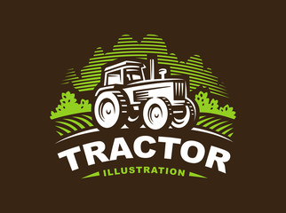 Tractor logo illustration, emblem design