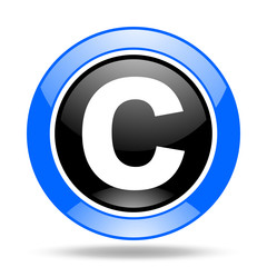 Poster - copyright blue and black web glossy round icon