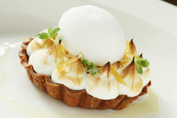 Sticker - plated mini lemon meringue dessert