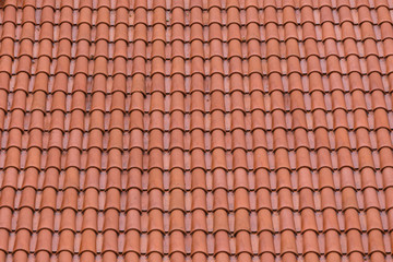 Closeup of the red clay roof tiles