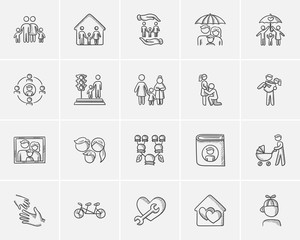 Poster - Family sketch icon set.