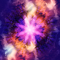 Fototapete - Beautiful ornamental mandala with tree pattern, symbol of life.