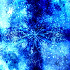 Aufkleber - Beautiful ornamental mandala with tree pattern, symbol of life.