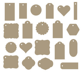 set of vector gift tag, discount label. twenty different shapes.